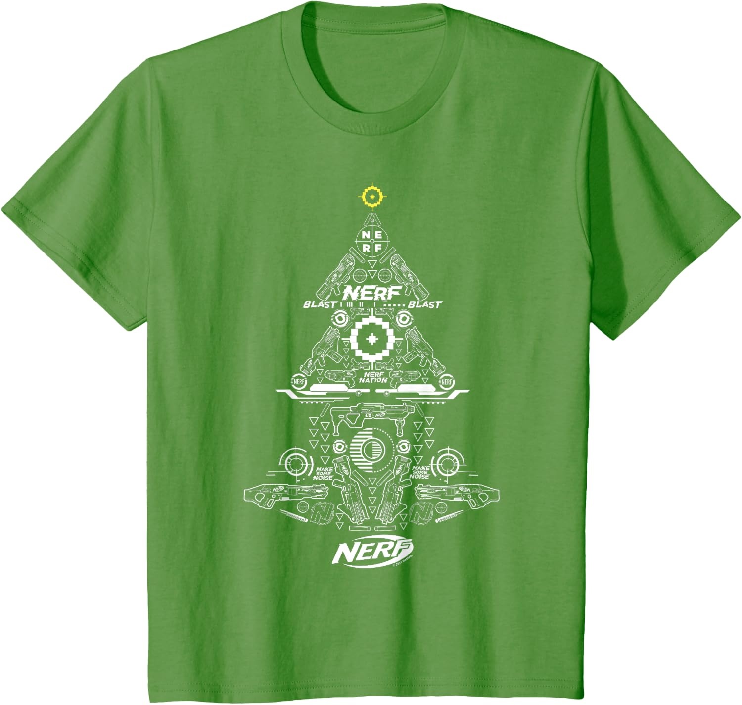 image:imageNerf UnisexAdults Kids TShirt Christmas Tree Icon Collage Black Small Classic Fit Short Sleeve Crew Neck TShirtGrass Green