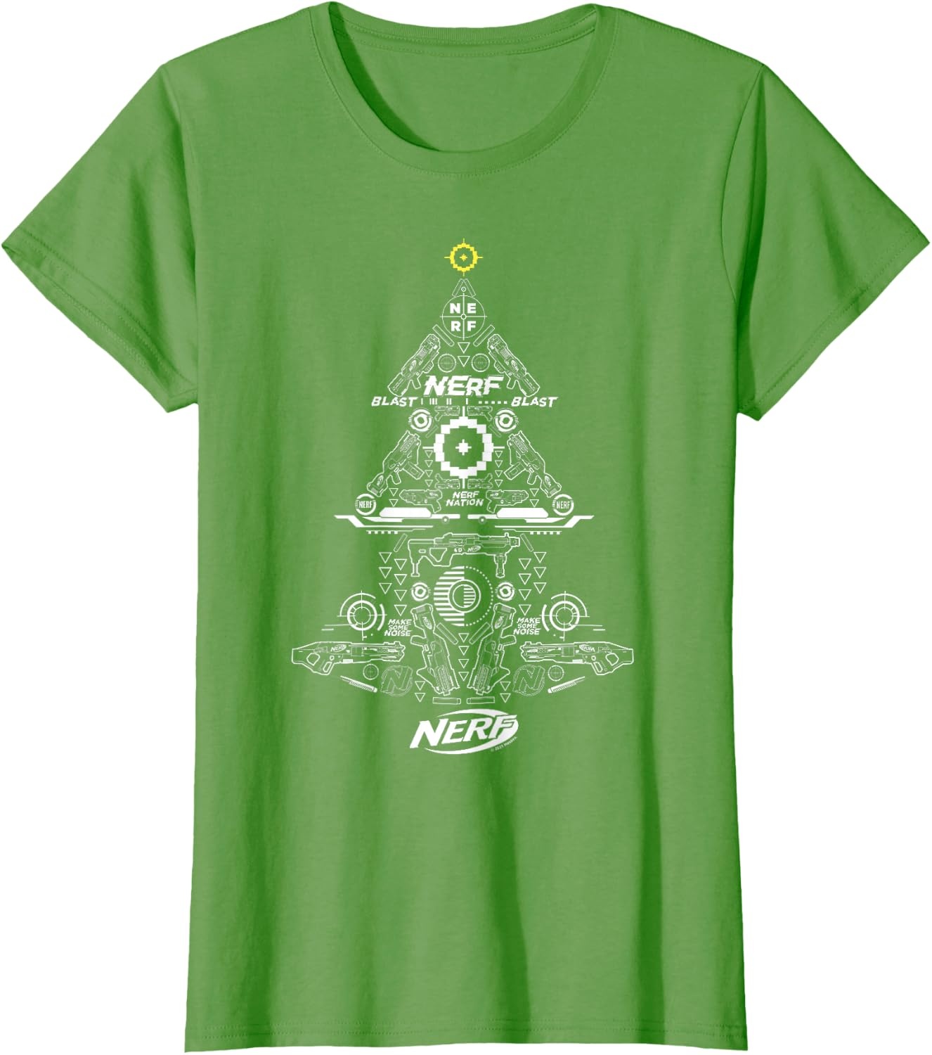 image:imageNerf UnisexAdults Kids TShirt Christmas Tree Icon Collage Black Small Classic Fit Short Sleeve Crew Neck TShirtGrass Green