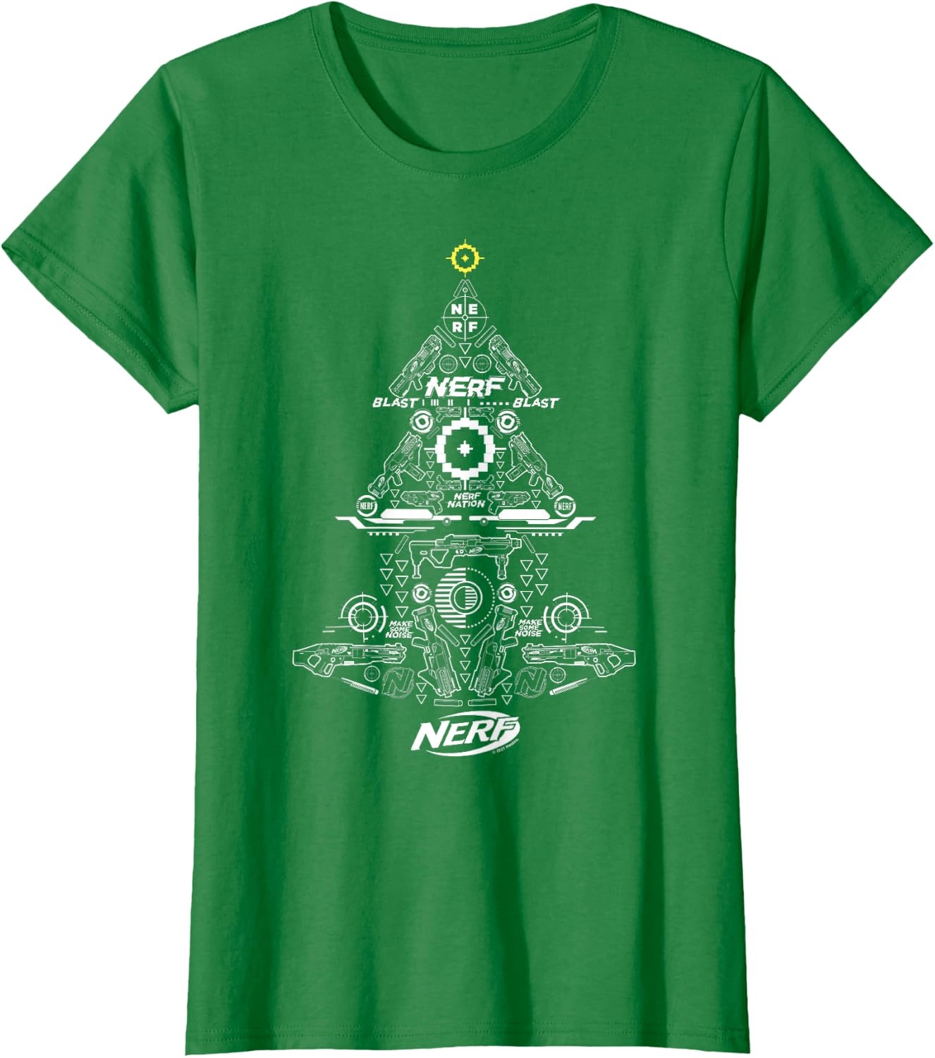 image:imageNerf UnisexAdults Kids TShirt Christmas Tree Icon Collage Black Small Classic Fit Short Sleeve Crew Neck TShirtKelly Green