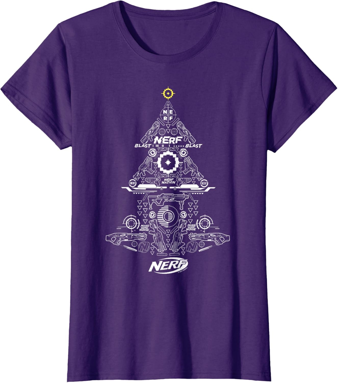 image:imageNerf UnisexAdults Kids TShirt Christmas Tree Icon Collage Black Small Classic Fit Short Sleeve Crew Neck TShirtPurple