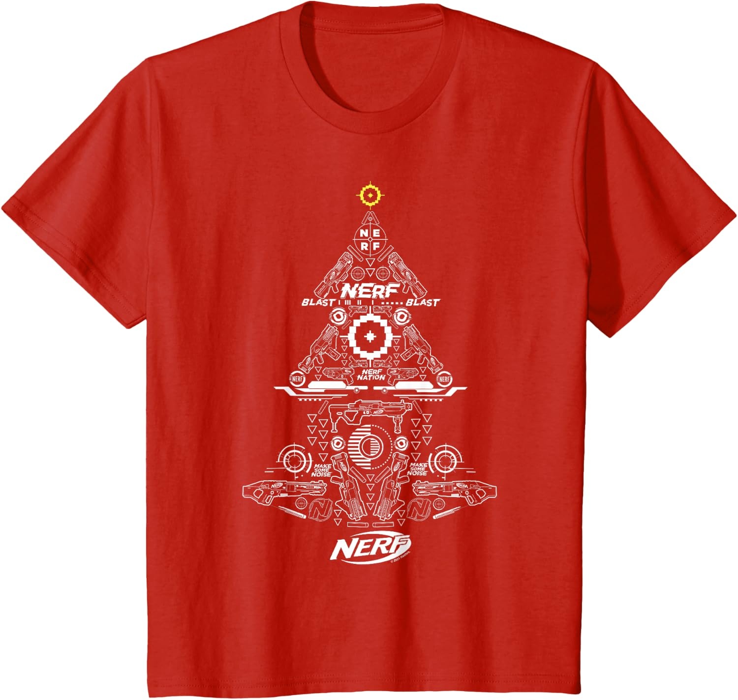 image:imageNerf UnisexAdults Kids TShirt Christmas Tree Icon Collage Black Small Classic Fit Short Sleeve Crew Neck TShirtRed