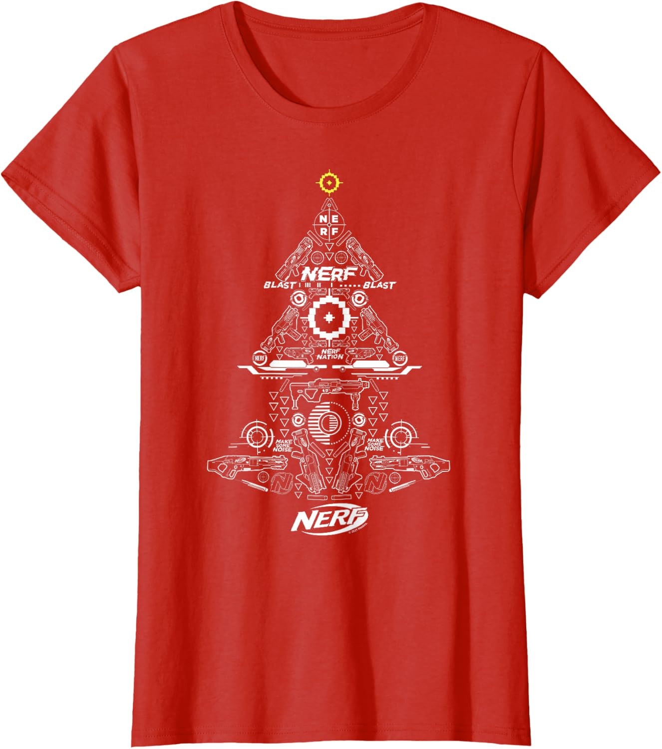 image:imageNerf UnisexAdults Kids TShirt Christmas Tree Icon Collage Black Small Classic Fit Short Sleeve Crew Neck TShirtRed