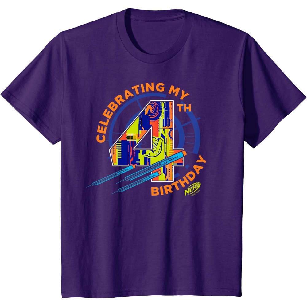 image:imageNerf Birthday Celebrating My 4th Graphic Color Filled Logo TShirtPurple