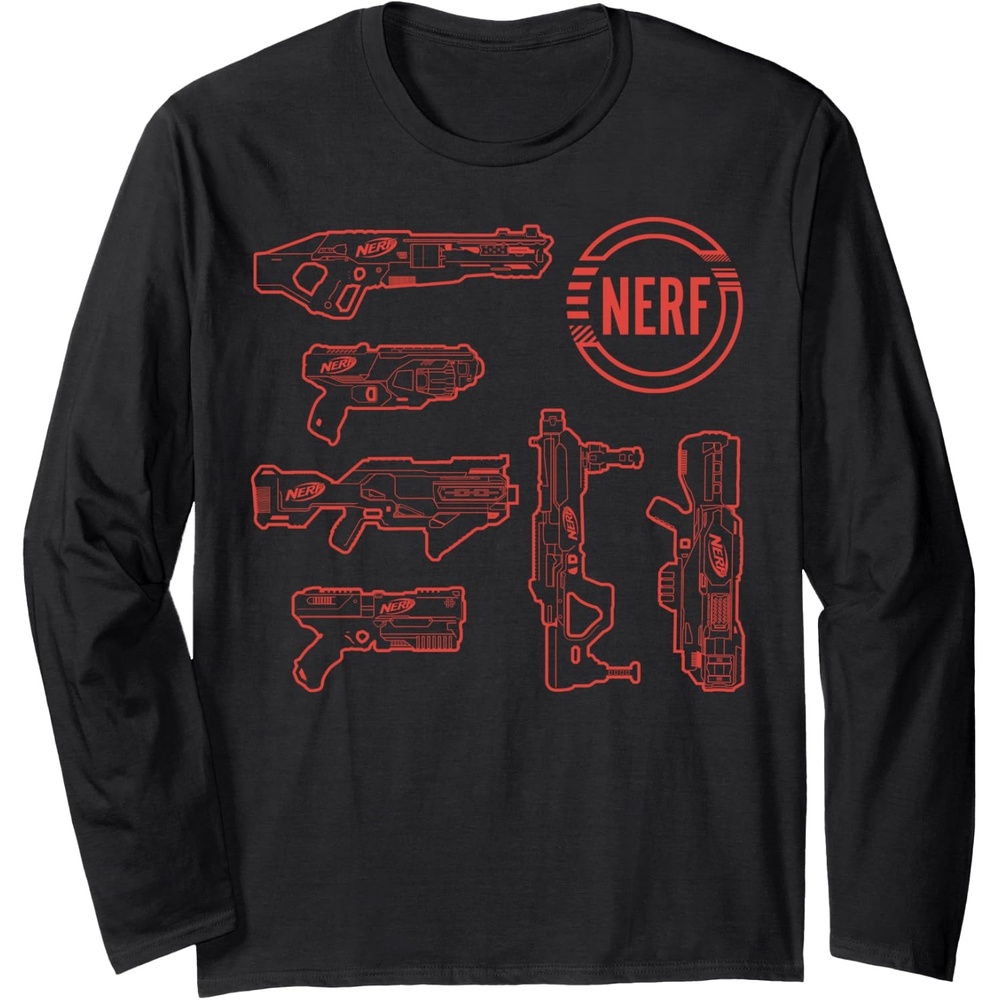 image:imageNerf Blasters Retro Schematic Textbook Outlines Long Sleeve TShirtBlack