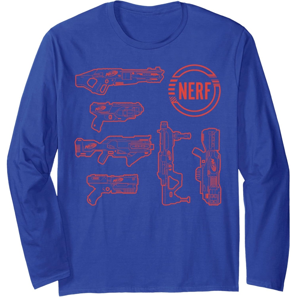 image:imageNerf Blasters Retro Schematic Textbook Outlines Long Sleeve TShirtRoyal Blue