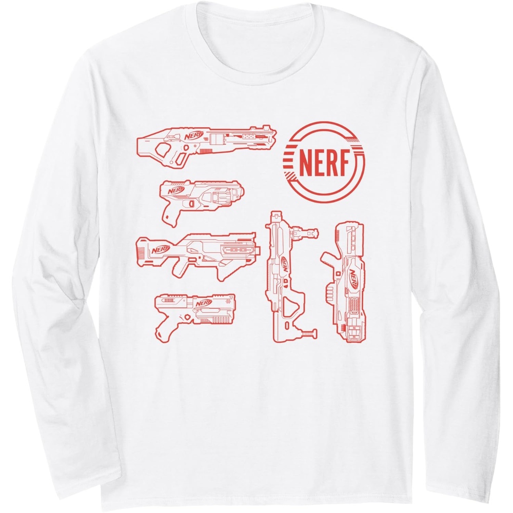 image:imageNerf Blasters Retro Schematic Textbook Outlines Long Sleeve TShirtWhite