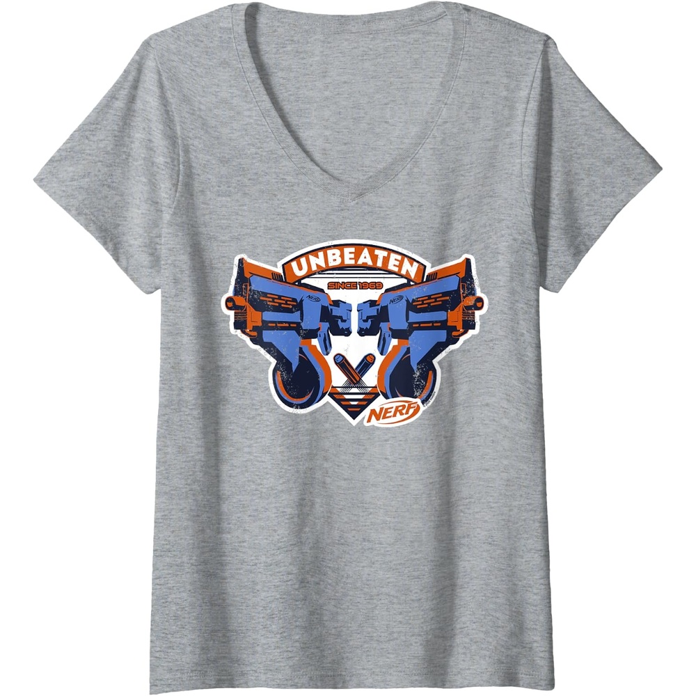 image:imageNerf Blasters Unbeaten Logo VNeck TShirtHeather Grey