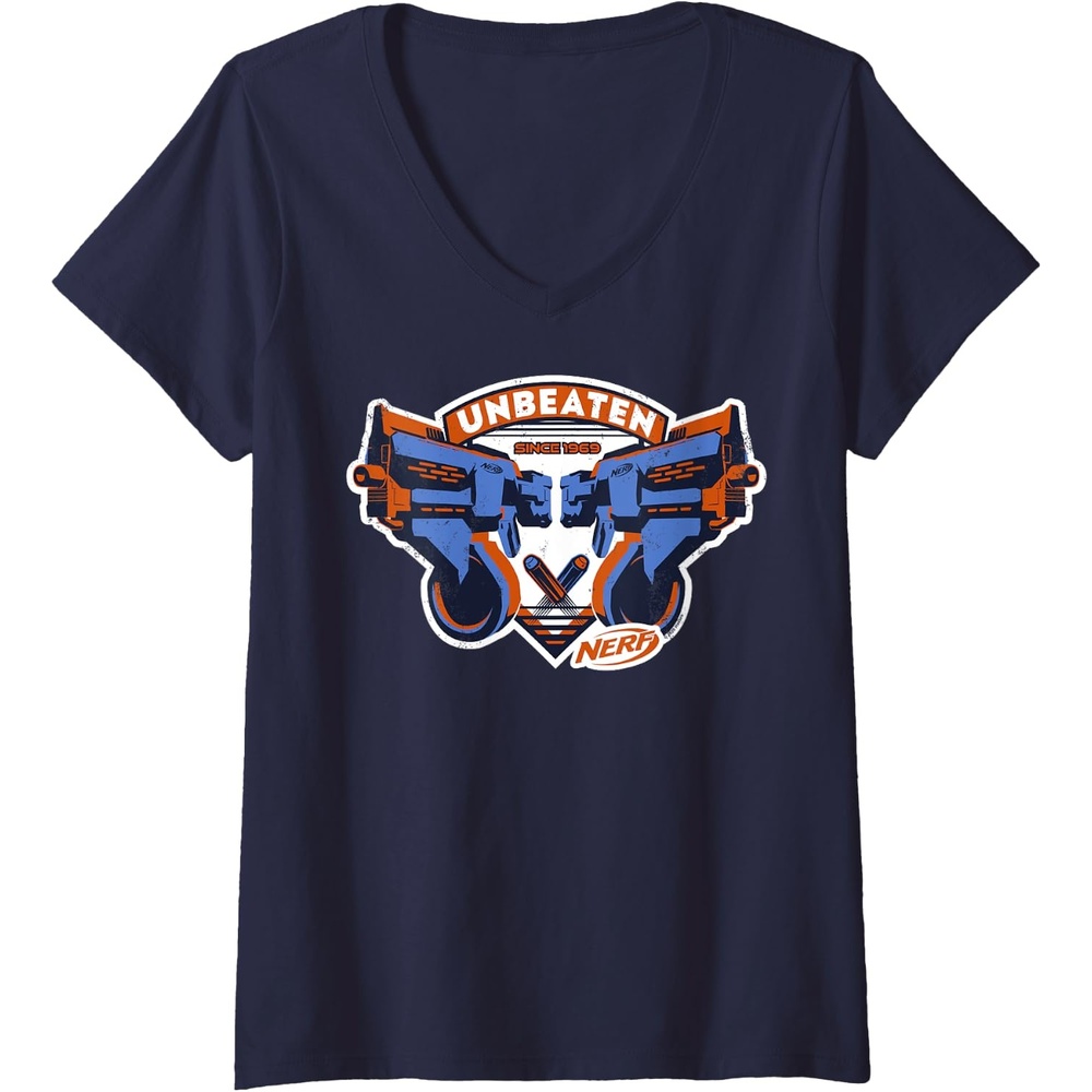 image:imageNerf Blasters Unbeaten Logo VNeck TShirtNavy Blue