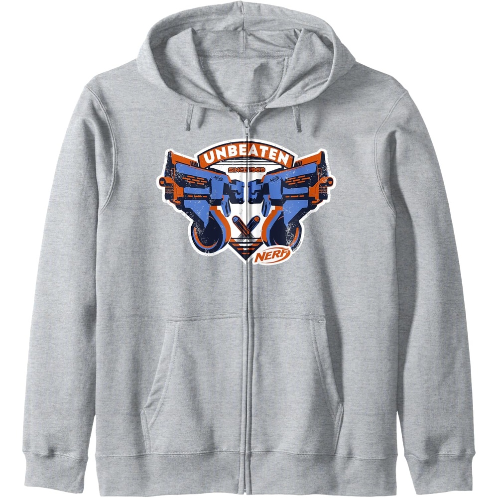 image:imageNerf Blasters Unbeaten Logo Zip HoodieHeather Grey