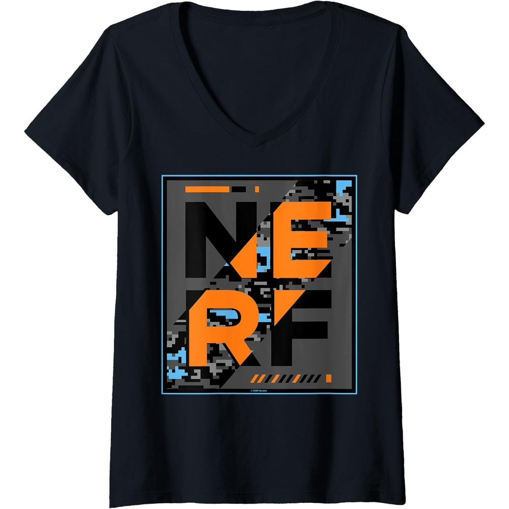 image:imageNerf Camouflage Glitch Poster VNeck TShirtBlack