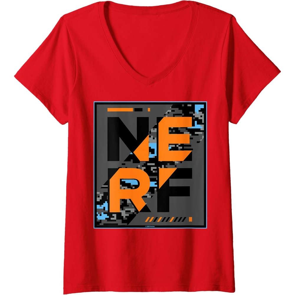 image:imageNerf Camouflage Glitch Poster VNeck TShirtRed