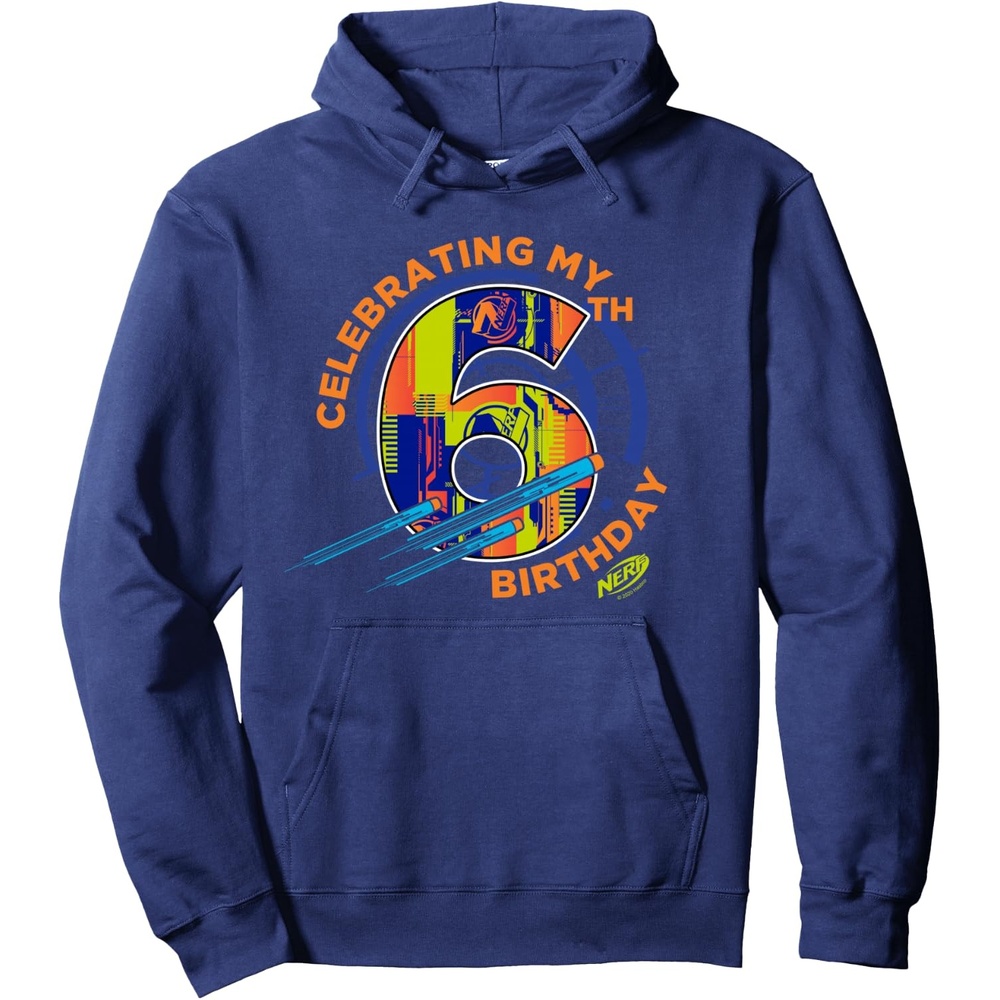 image:imageNerf Celebrating My 6th Birthday Pullover HoodieNavy Blue
