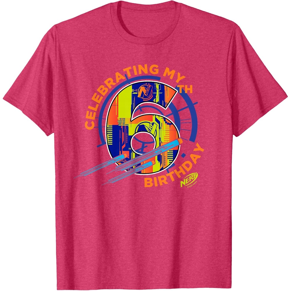 image:imageNerf Celebrating My 6th Birthday TShirt SmallRed Heather
