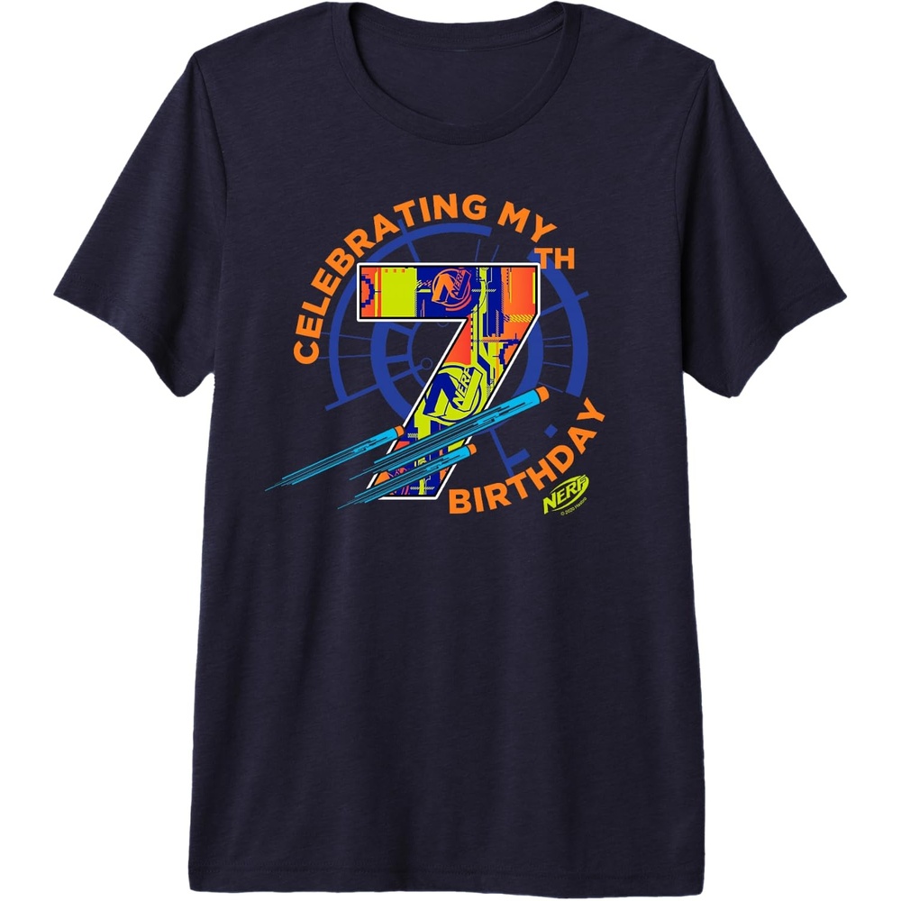 image:imageNerf Celebrating My 7th Birthday Premium Triblend TShirtNavy Blue