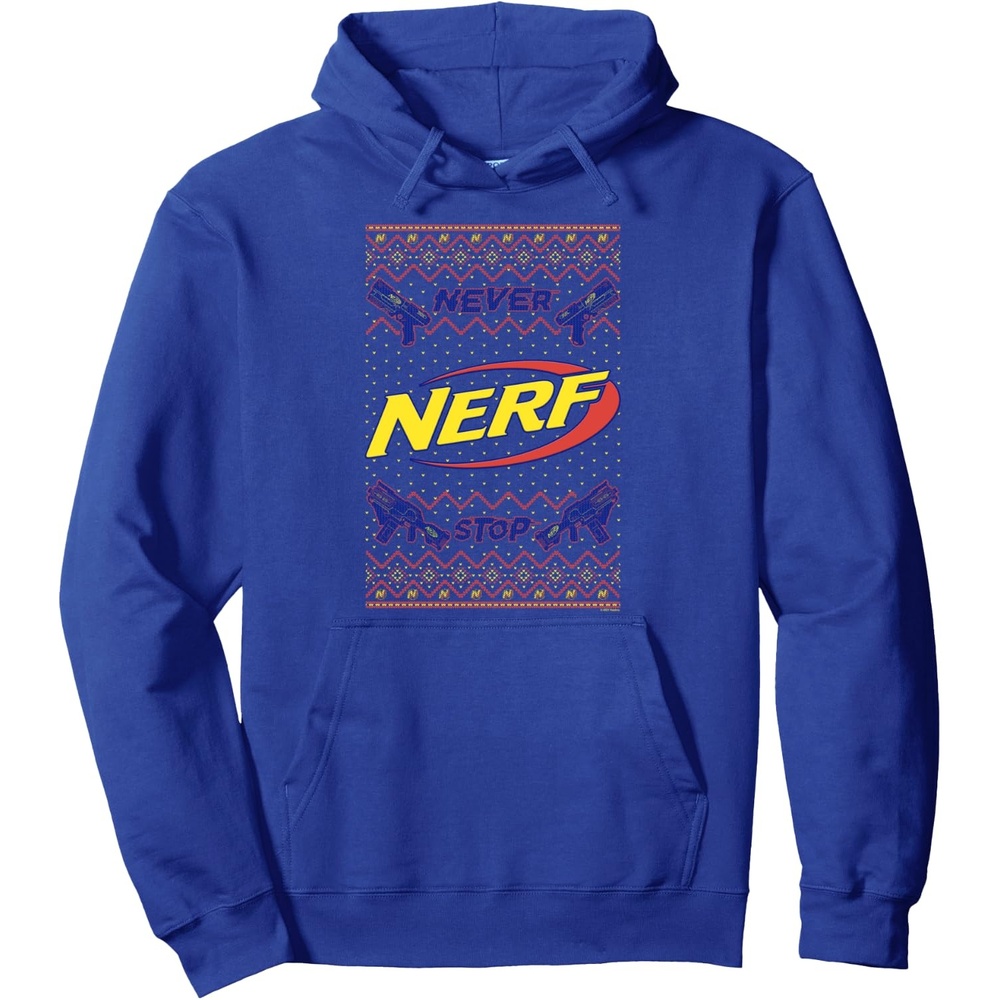 image:imageNerf Christmas Never Stop Ugly Sweater Pullover HoodieRoyal Blue