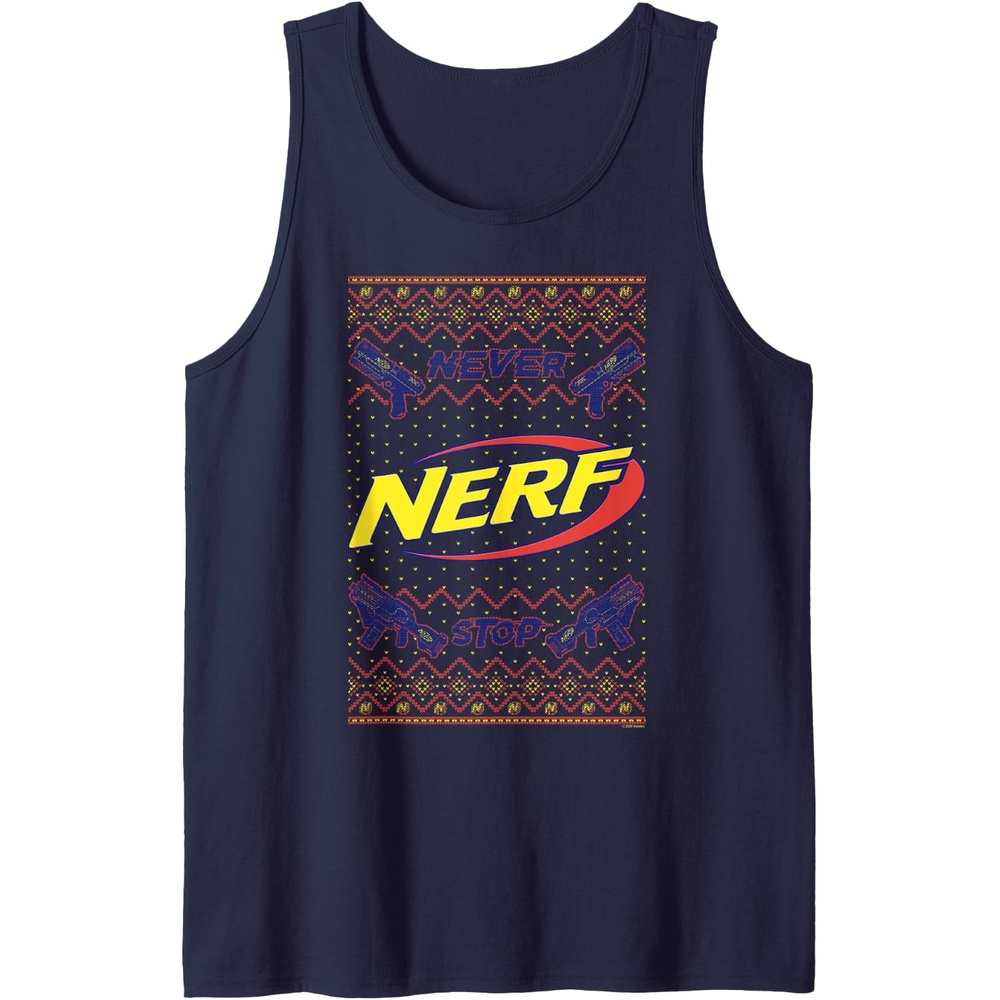 image:imageNerf Christmas Never Stop Ugly Sweater Tank TopNavy Blue