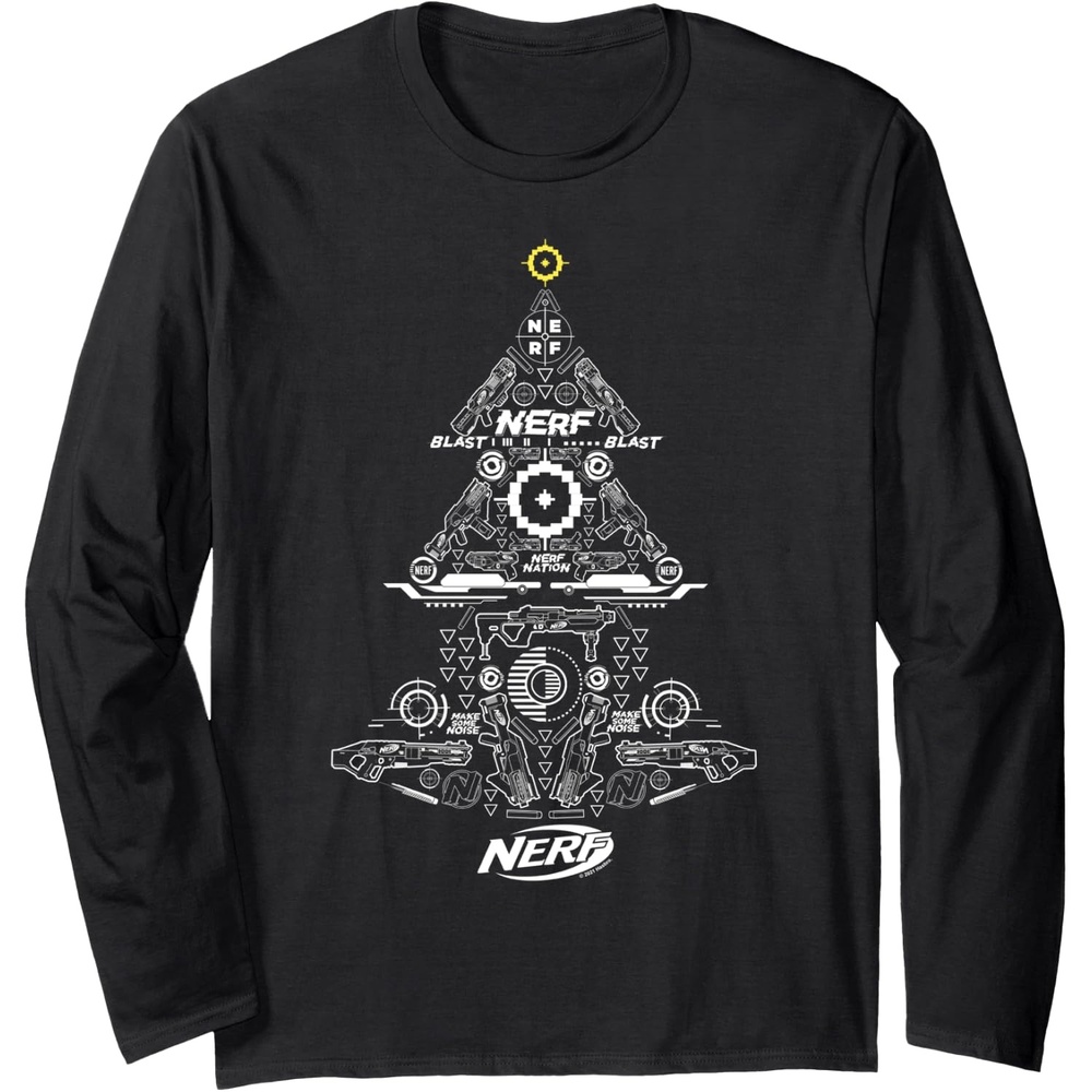 image:imageNerf Christmas Tree Toy Icons Collage Long Sleeve TShirtBlack
