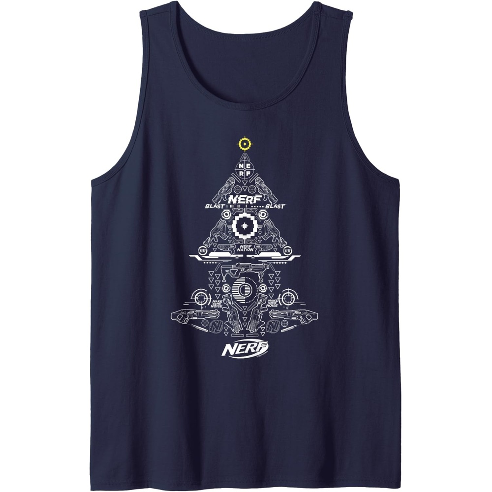 image:imageNerf Christmas Tree Toy Icons Collage Tank TopNavy Blue