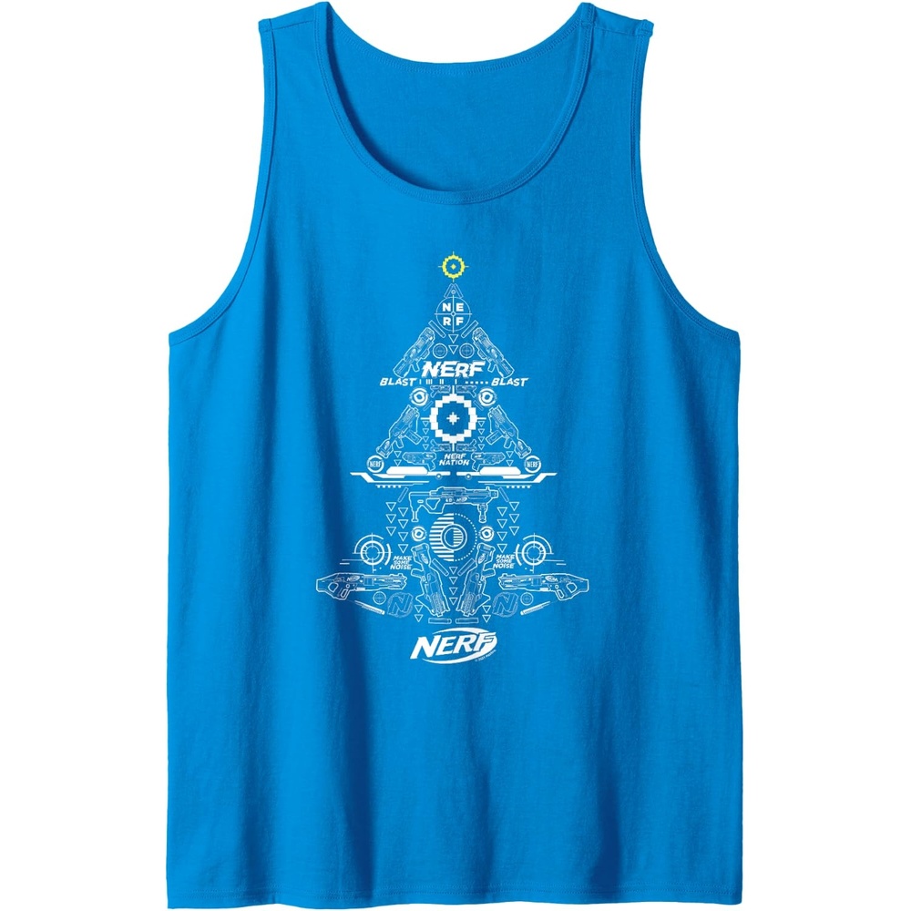 image:imageNerf Christmas Tree Toy Icons Collage Tank TopSapphire Blue