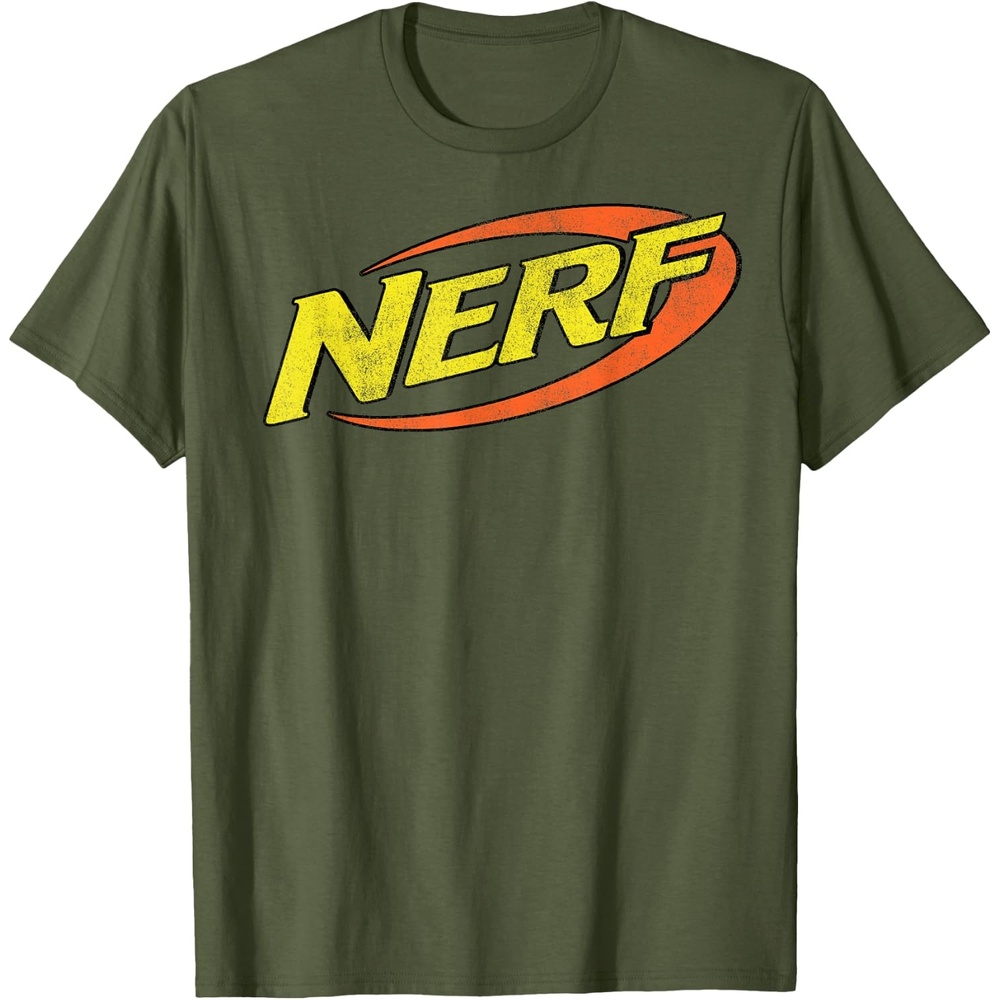 image:imageNerf Classic Distressed Retro Color Logo TShirt SmallOlive Green