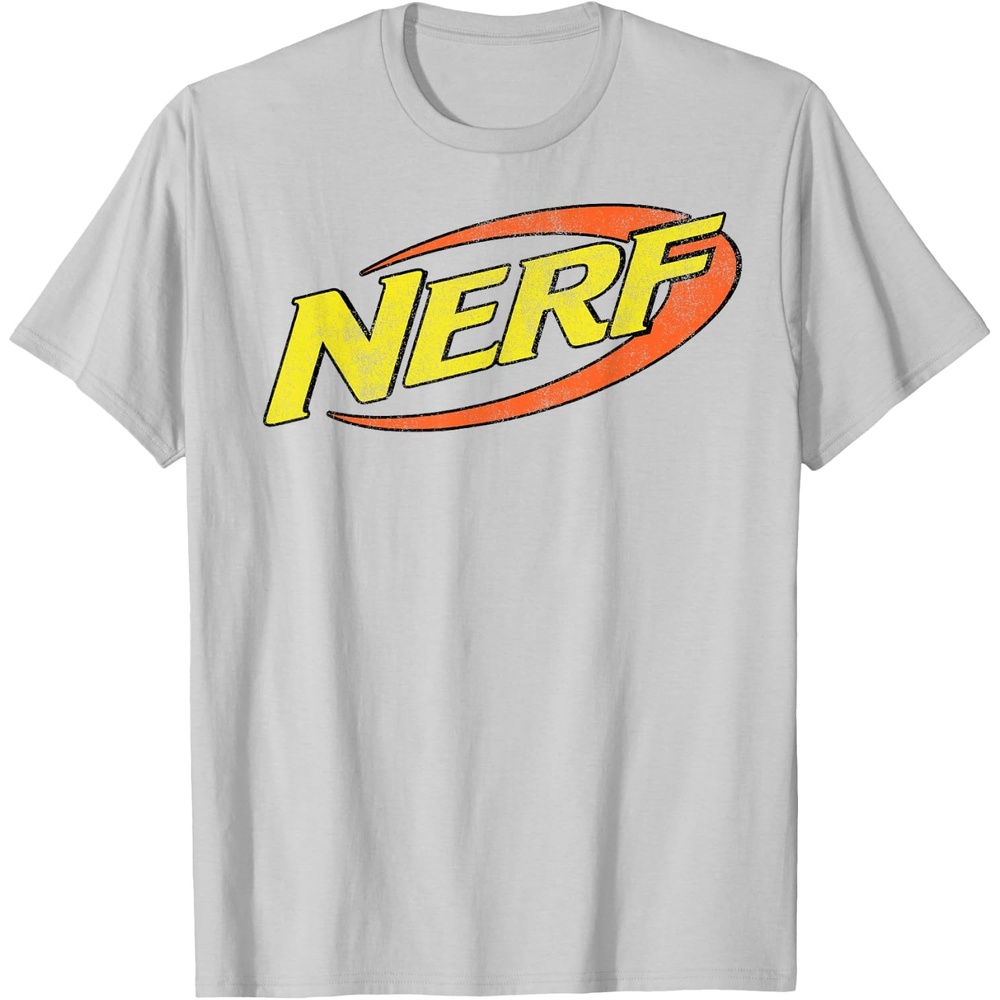 image:imageNerf Classic Distressed Retro Color Logo TShirt SmallSilver Grey