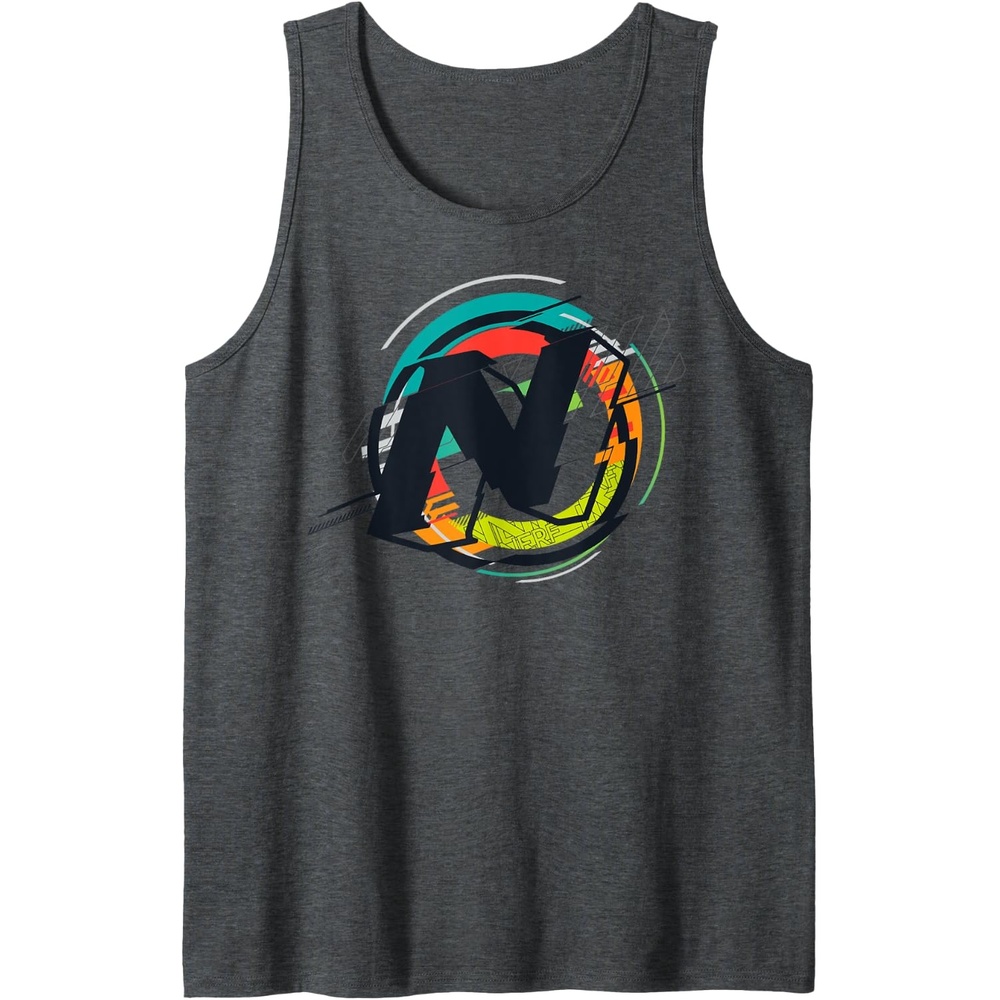 image:imageNerf Glitch Color Graphic Logo Tank TopDark Heather Grey