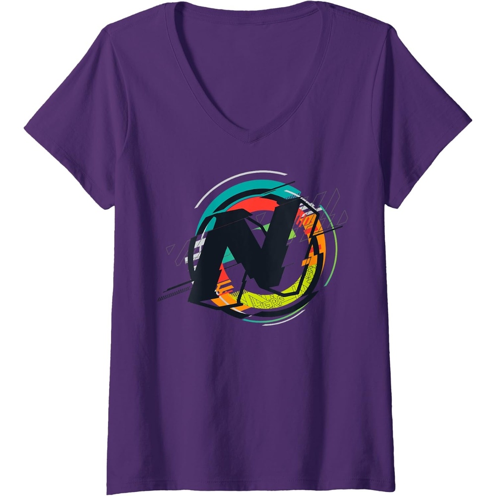 image:imageNerf Glitch Color Graphic Logo VNeck TShirtPurple