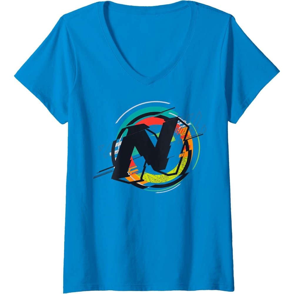 image:imageNerf Glitch Color Graphic Logo VNeck TShirtSapphire Blue