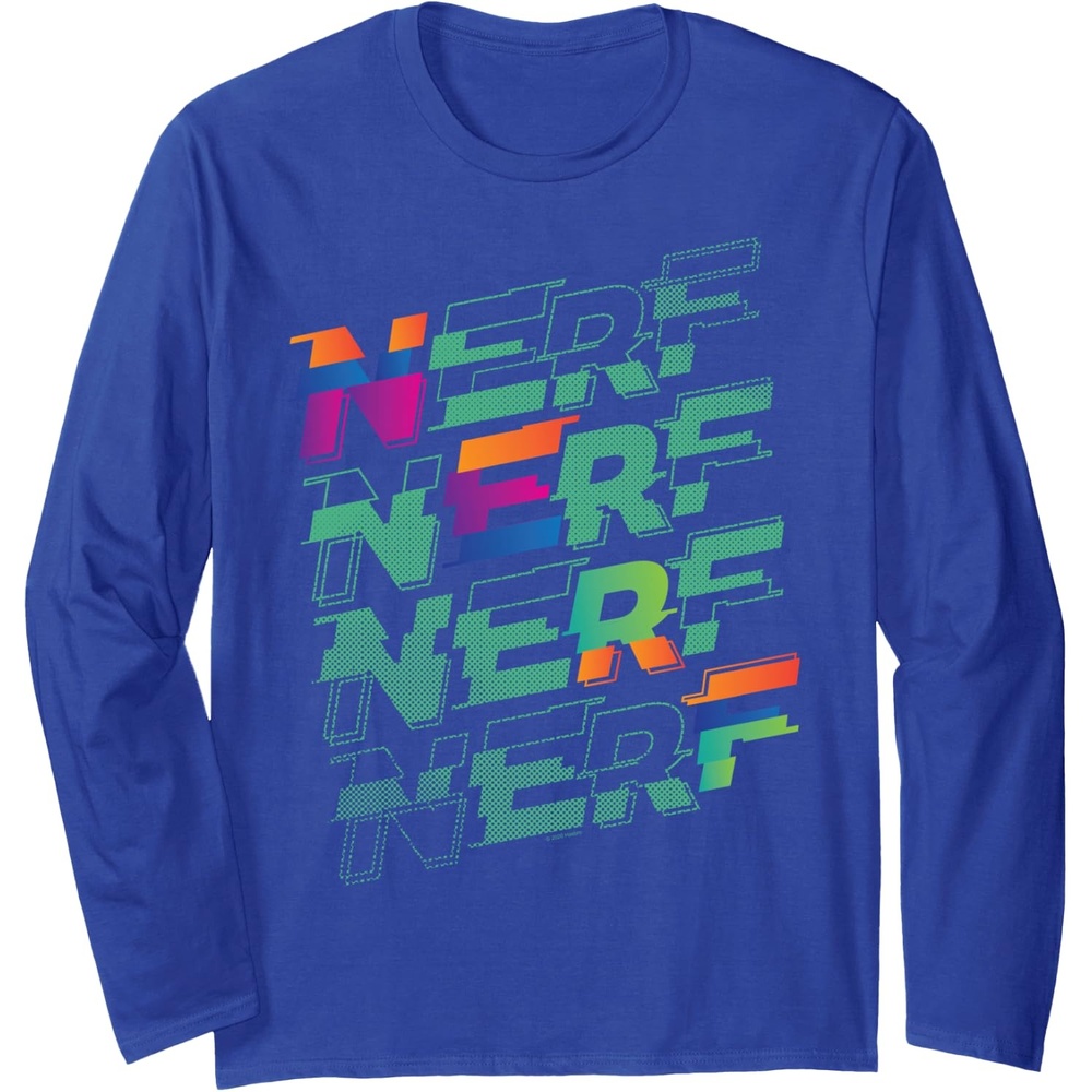image:imageNerf Glitch Color Logo Stack Long Sleeve TShirtRoyal Blue