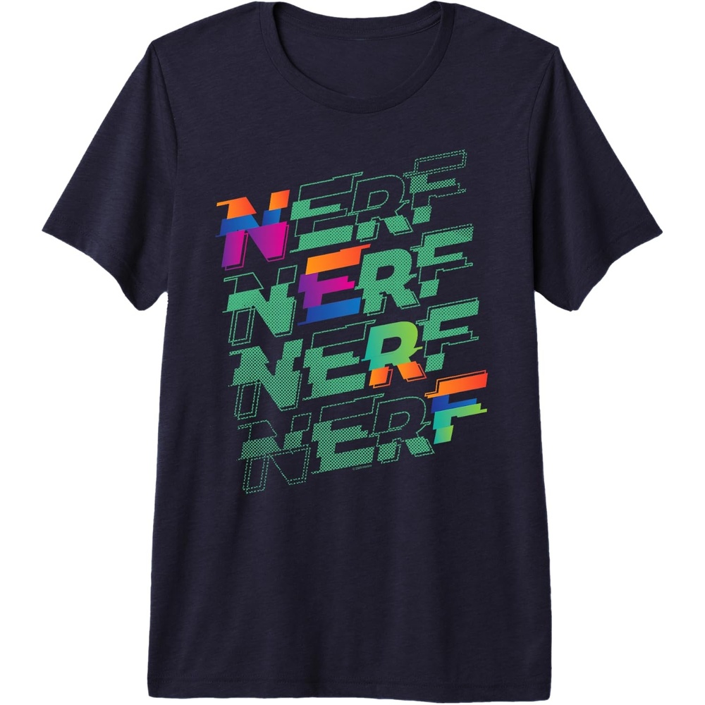 image:imageNerf Glitch Color Logo Stack Premium Triblend TShirtNavy Blue