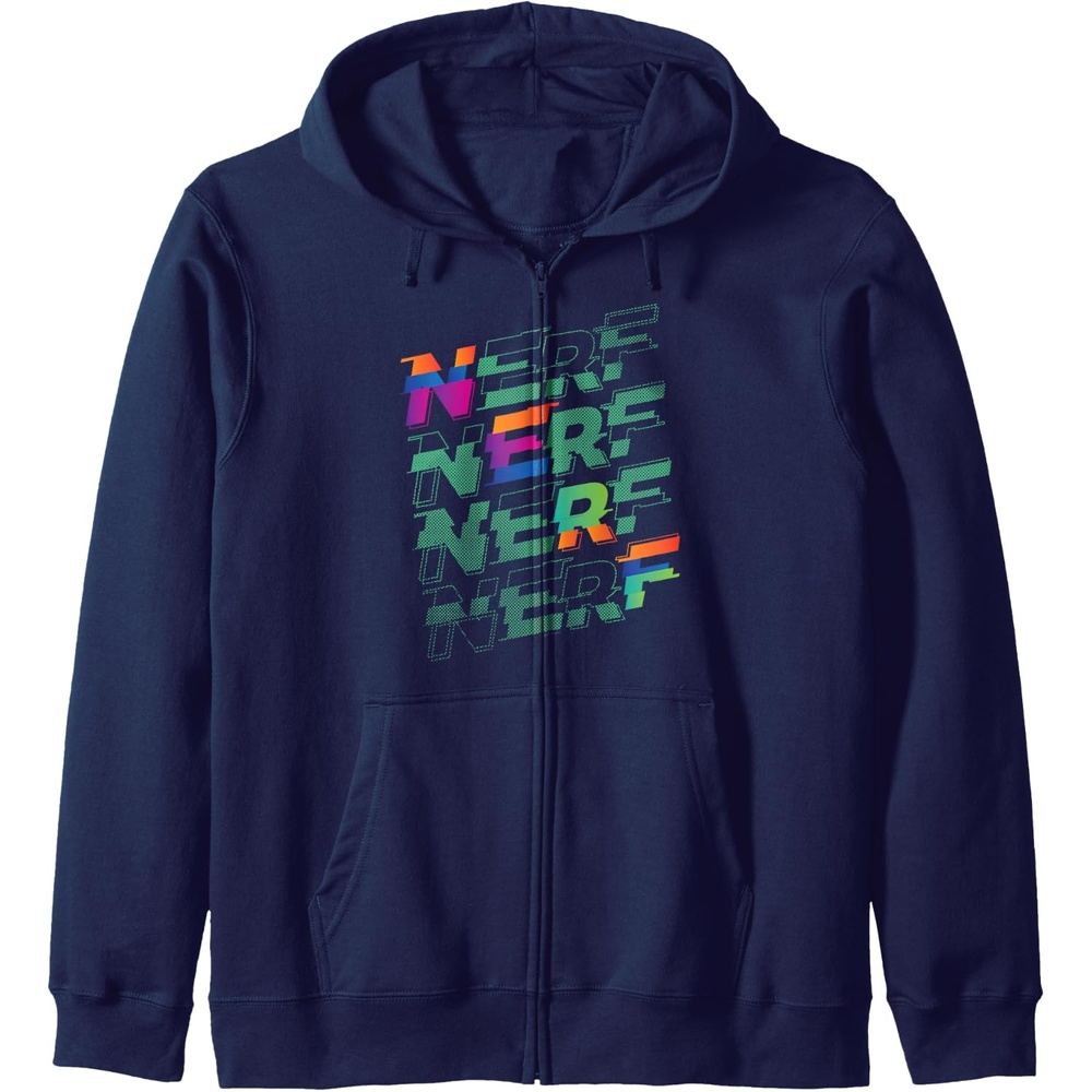 image:imageNerf Glitch Color Logo Stack Zip HoodieNavy Blue