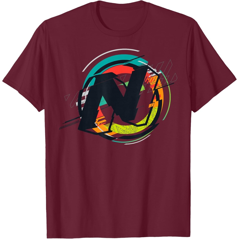 image:imageNerf Glitch Colour Graphic Logo TShirtBurgundy
