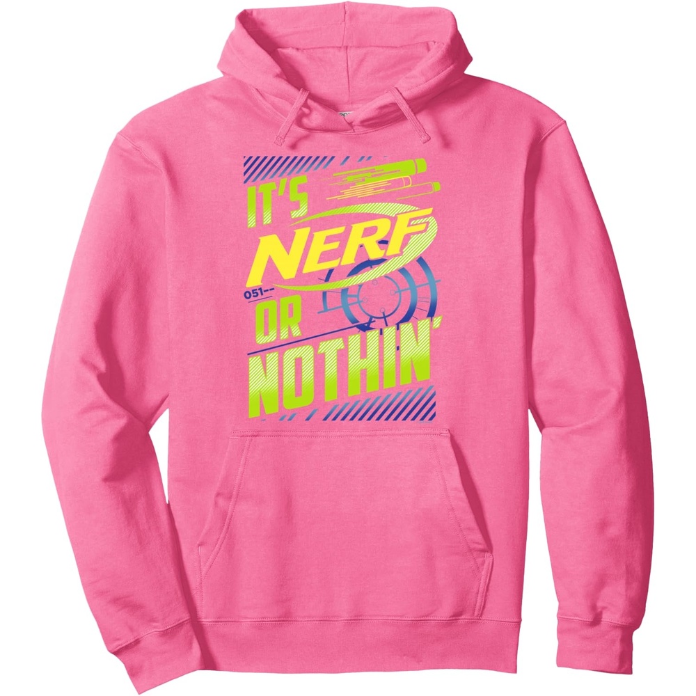 image:imageNerf Its Nerf Or Nothin Retro Bold Logo Pullover HoodieBright Pink