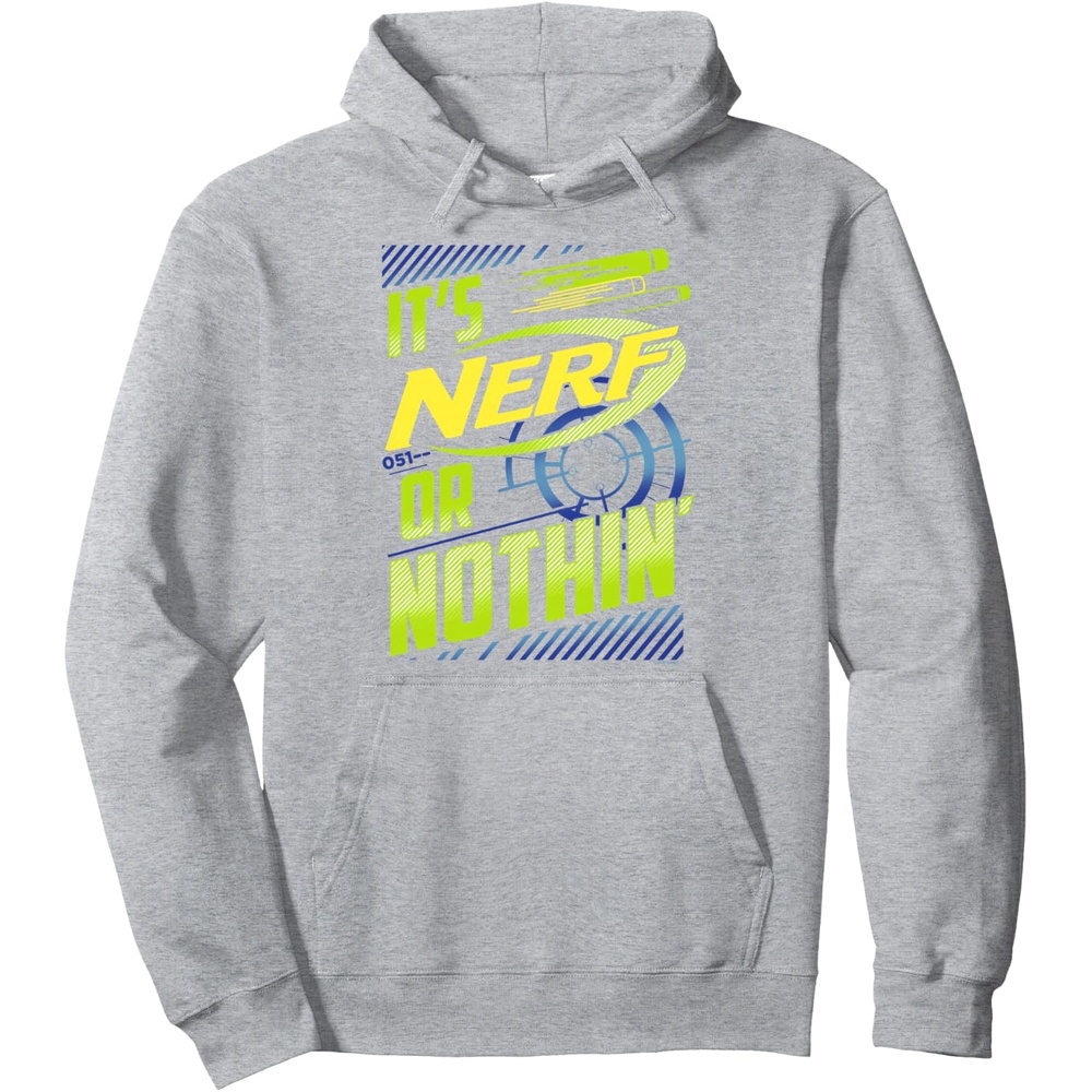 image:imageNerf Its Nerf Or Nothin Retro Bold Logo Pullover HoodieHeather Grey