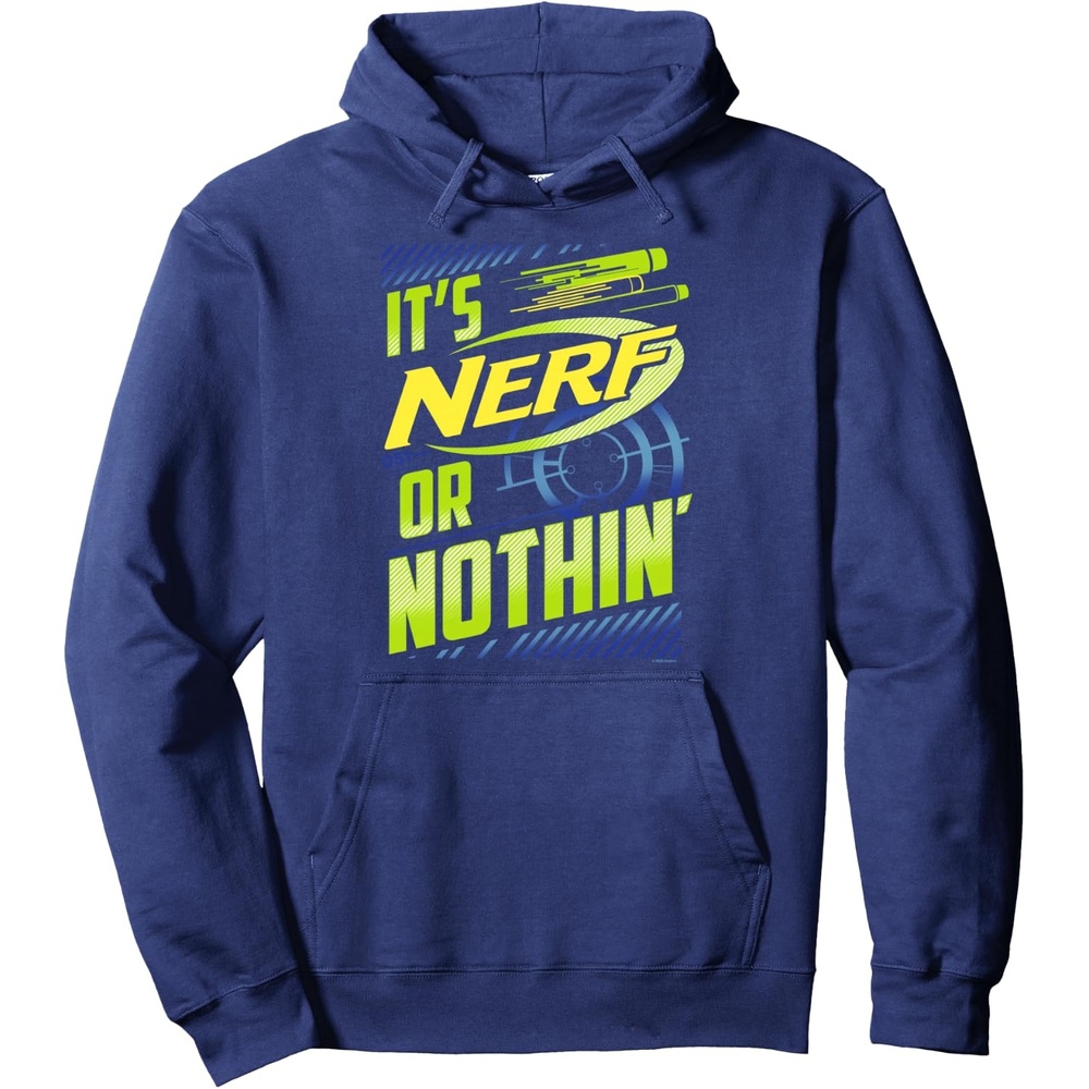 image:imageNerf Its Nerf Or Nothin Retro Bold Logo Pullover HoodieNavy Blue