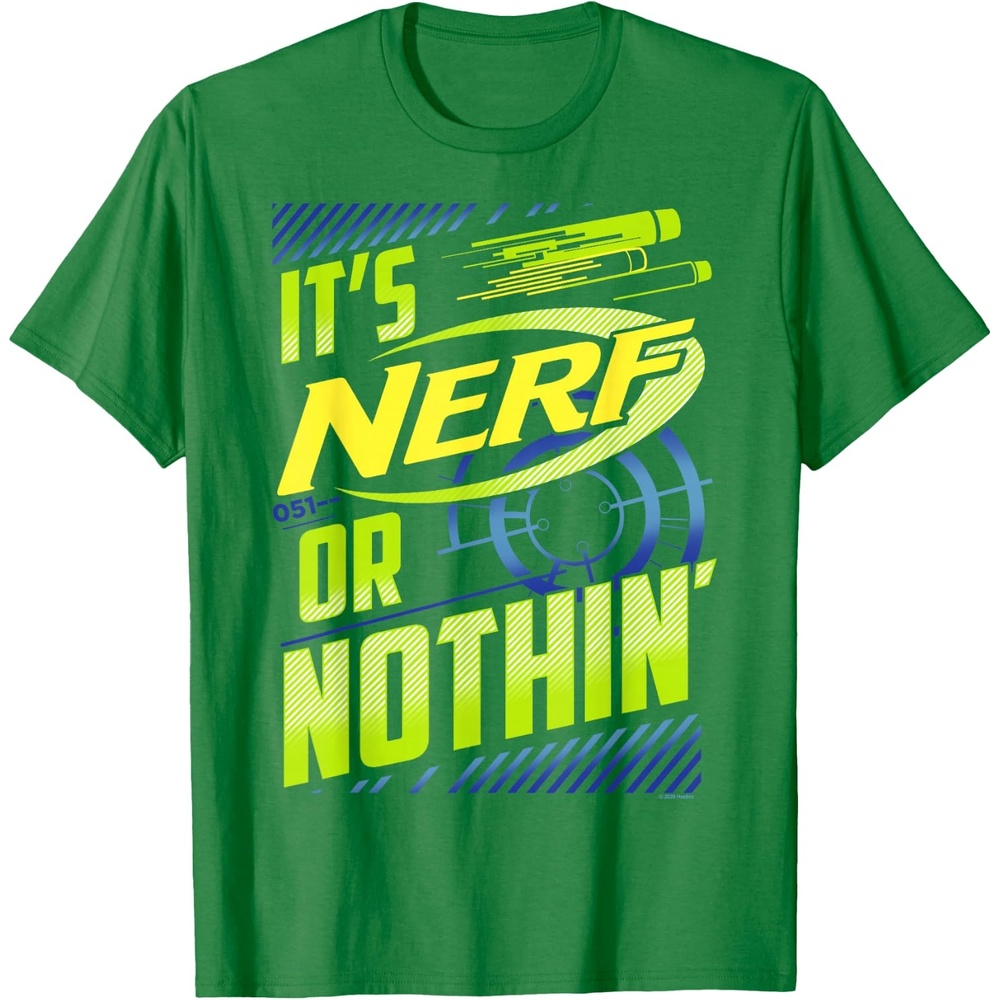 image:imageNerf Its Nerf Or Nothin Retro Bold Logo TShirt SmallKelly Green