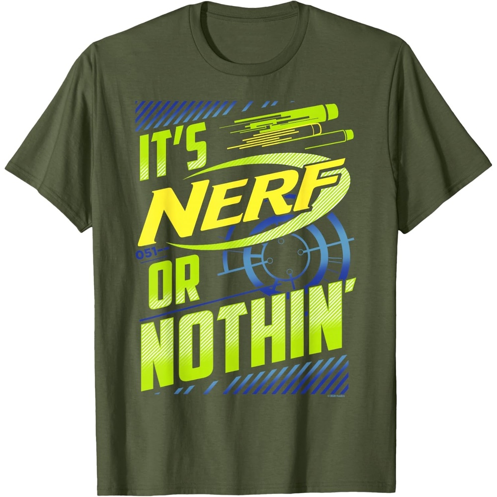 image:imageNerf Its Nerf Or Nothin Retro Bold Logo TShirt SmallOlive Green