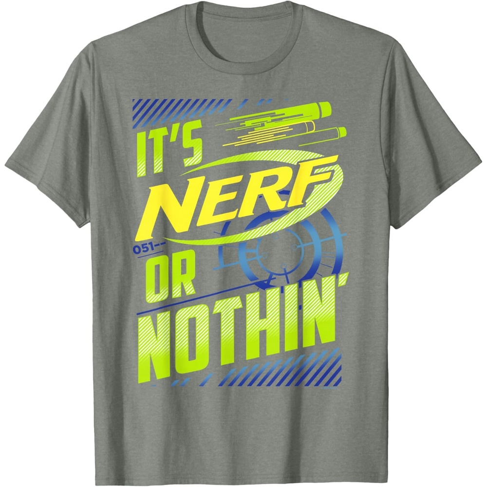 image:imageNerf Its Nerf Or Nothin Retro Bold Logo TShirt SmallOlive Heather