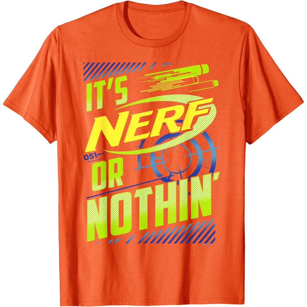 image:imageNerf Its Nerf Or Nothin Retro Bold Logo TShirt SmallOrange
