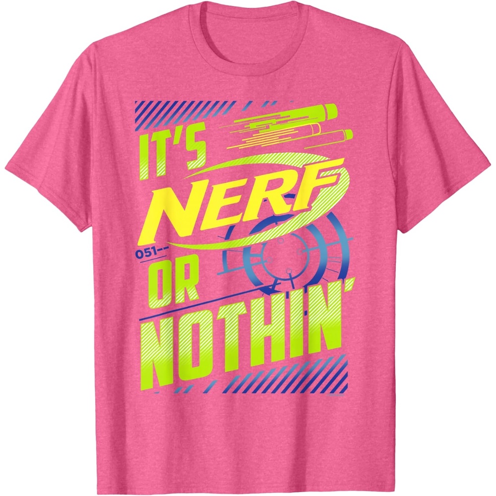 image:imageNerf Its Nerf Or Nothin Retro Bold Logo TShirt SmallPink Heather