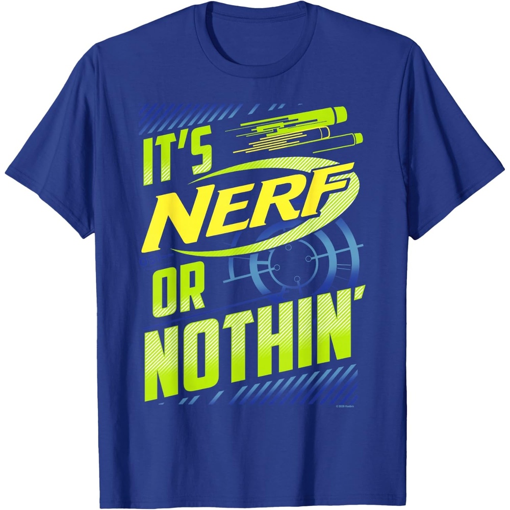 image:imageNerf Its Nerf Or Nothin Retro Bold Logo TShirt SmallRoyal Blue