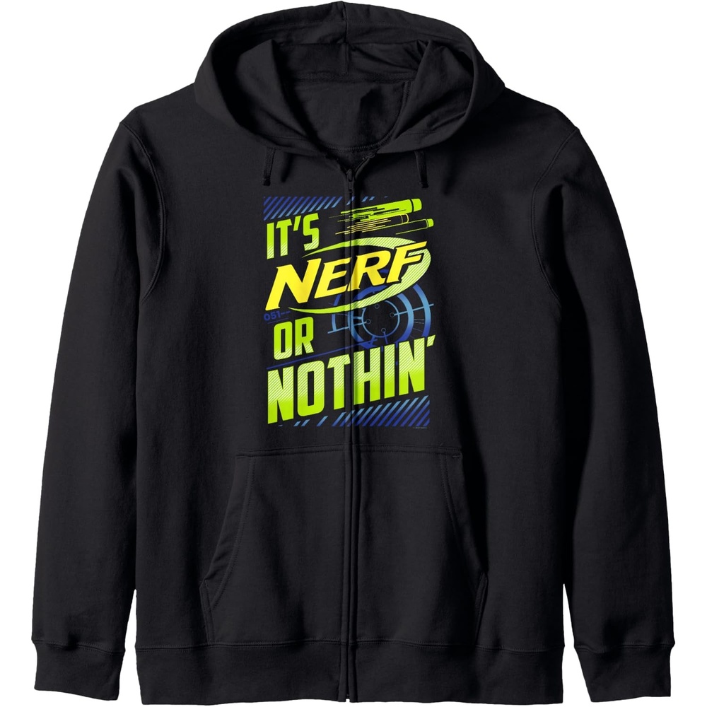 image:imageNerf Its Nerf Or Nothin Retro Bold Logo Zip HoodieBlack