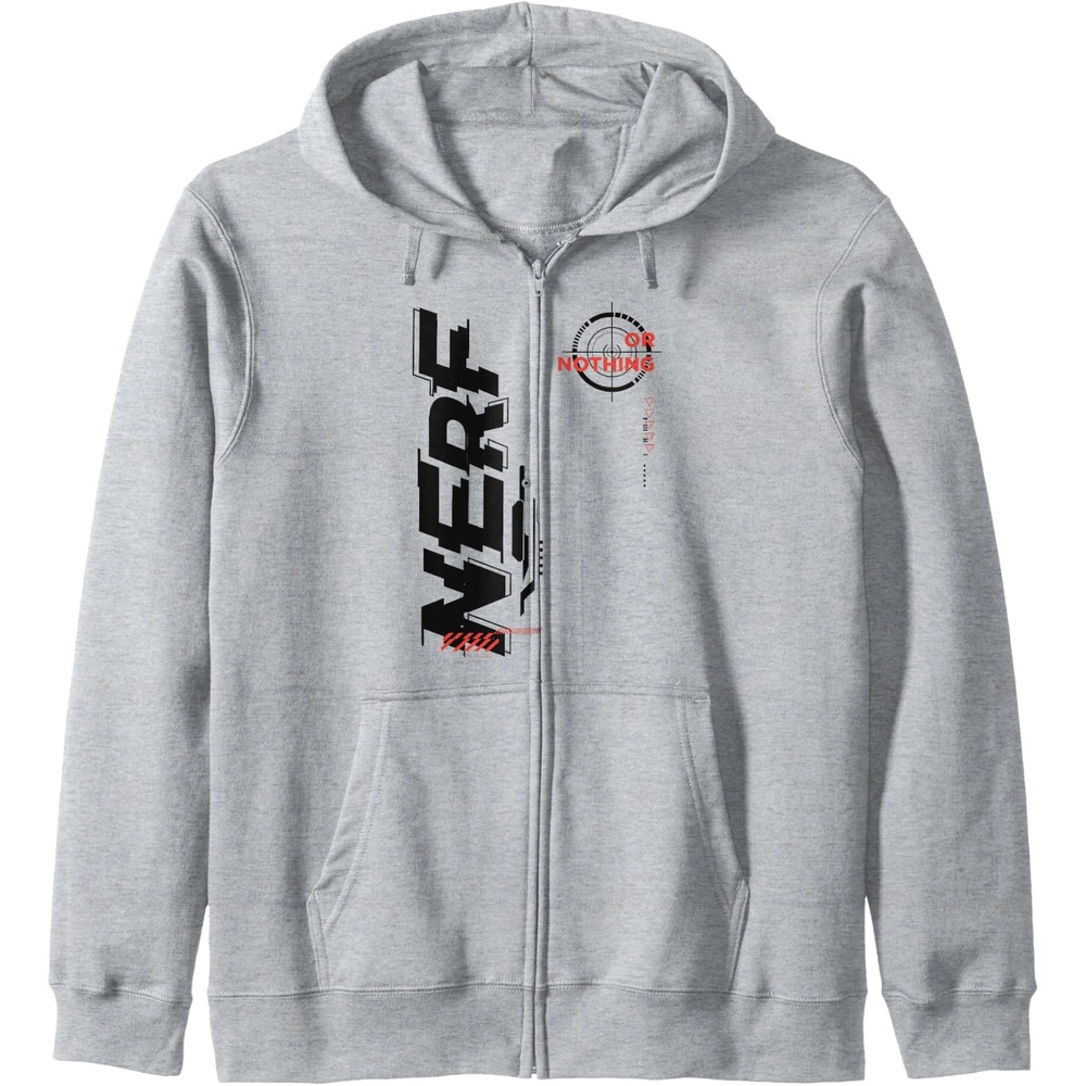 image:imageNerf Its Nerf Or Nothing Target Bullseye Side Graphic Zip HoodieHeather Grey