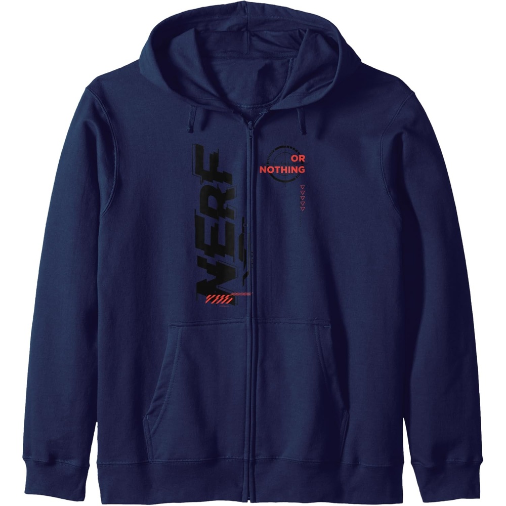 image:imageNerf Its Nerf Or Nothing Target Bullseye Side Graphic Zip HoodieNavy Blue
