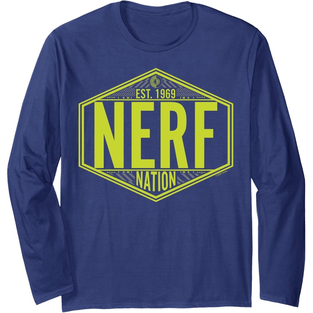 image:imageNerf Nation Est 1969 Neon Badge Logo Long Sleeve TShirtNavy Blue
