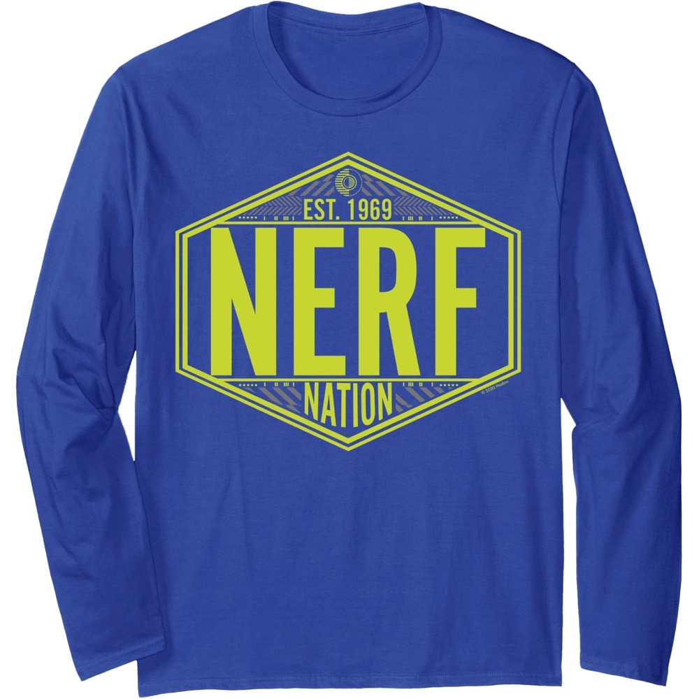 image:imageNerf Nation Est 1969 Neon Badge Logo Long Sleeve TShirtRoyal Blue
