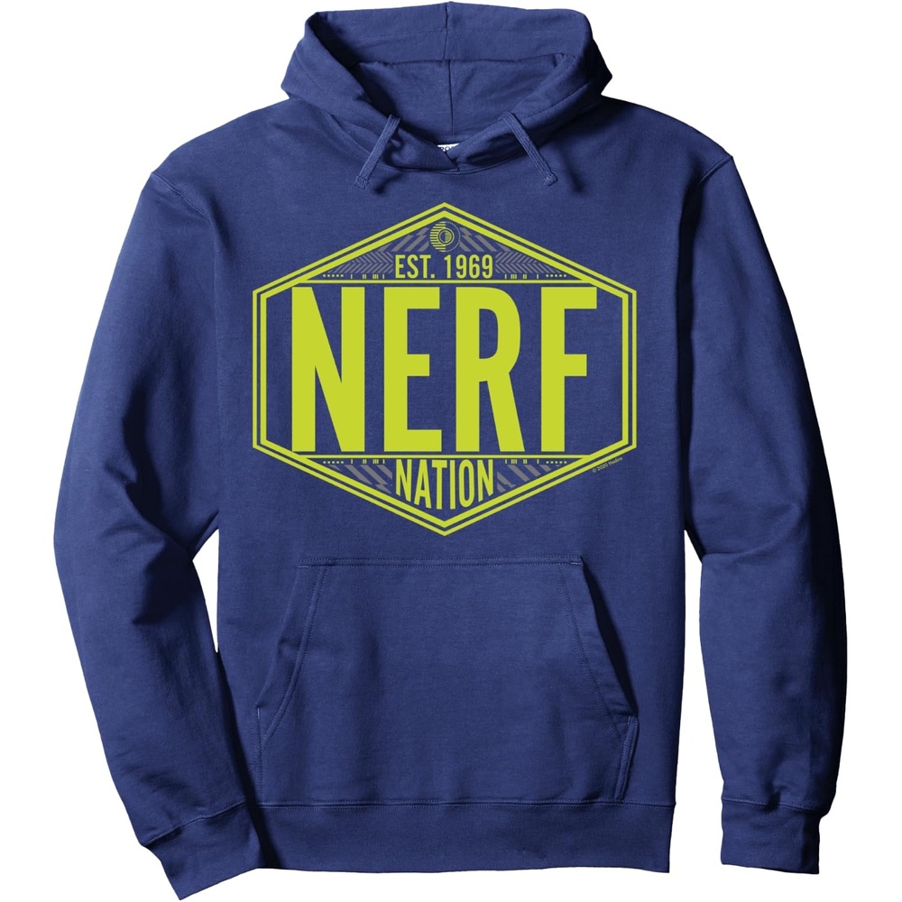 image:imageNerf Nation Est 1969 Neon Badge Logo Pullover HoodieNavy Blue