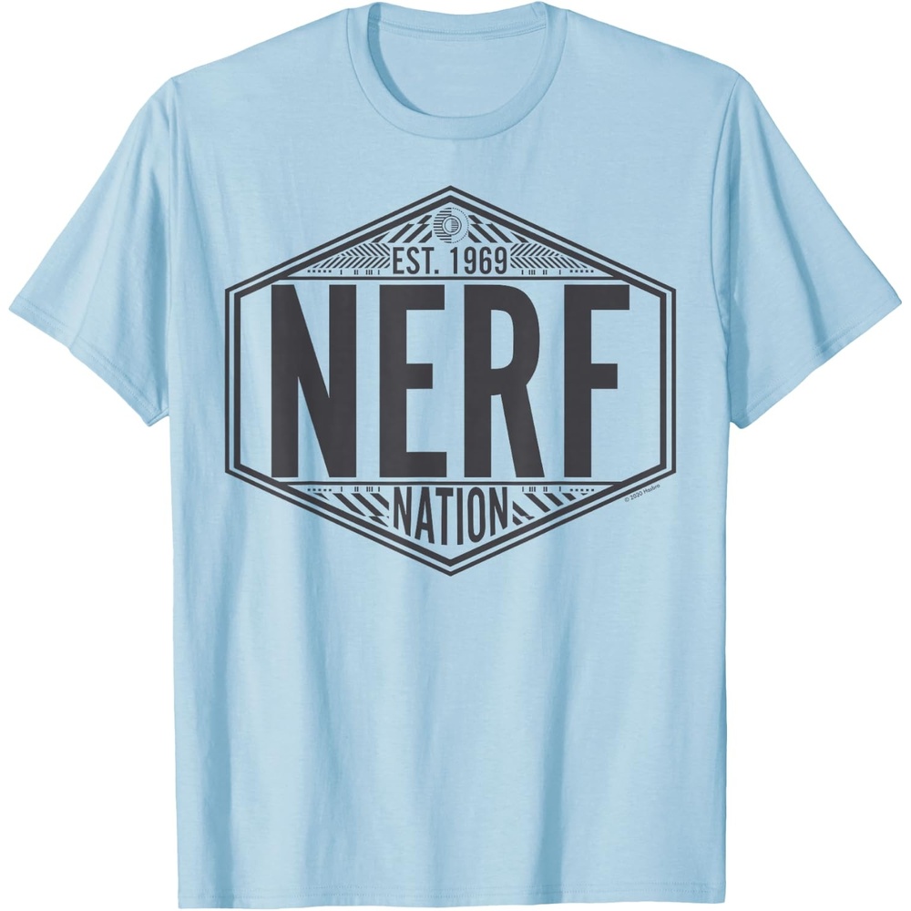 image:imageNerf Nation Est 1969 Neon Badge Logo V2 TShirtBaby Blue