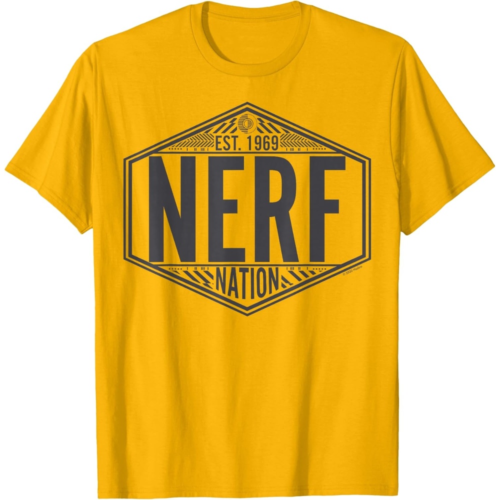 image:imageNerf Nation Est 1969 Neon Badge Logo V2 TShirtGolden Yellow