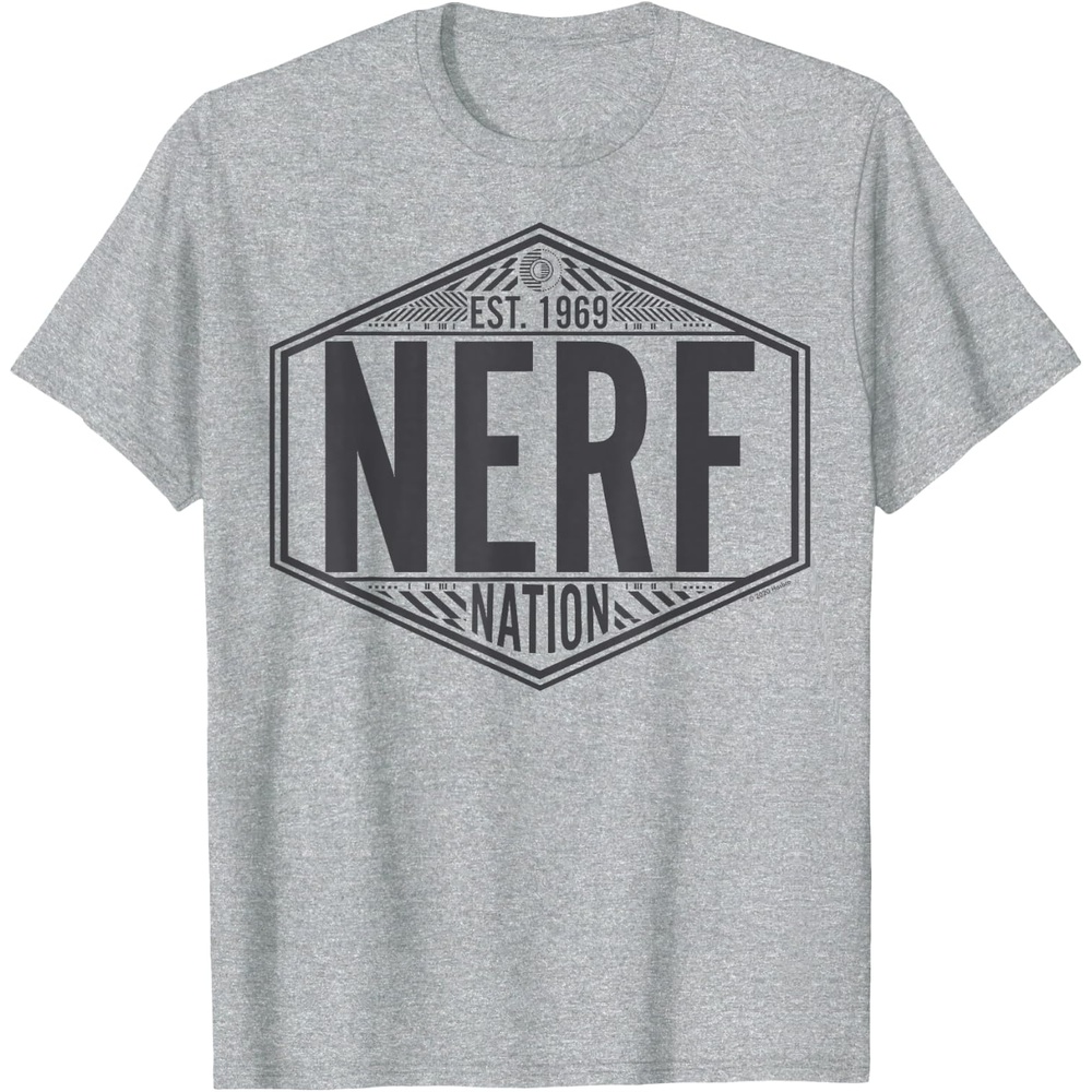 image:imageNerf Nation Est 1969 Neon Badge Logo V2 TShirtHeather Grey